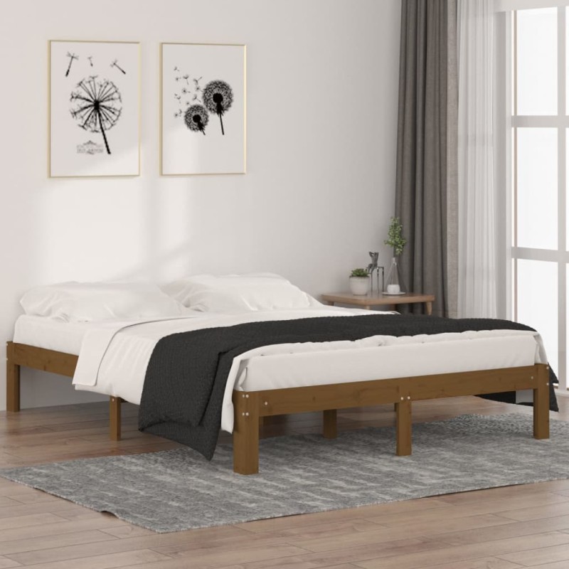 vidaXL Massivholzbett Honigbraun Kiefer 140x190 cm vidaXL Massivholzbett Honigbraun Kiefer 140x190 cm