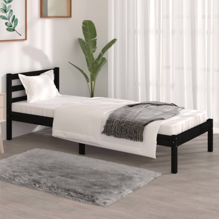 vidaXL Massivholzbett Kiefer 75x190 cm Schwarz