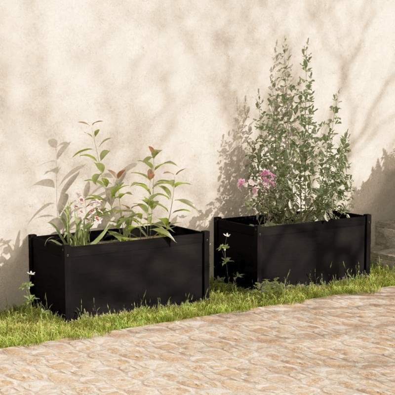 vidaXL Pflanzkübel 2 Stk. Schwarz 100x50x50 cm Massivholz Kiefer vidaXL Pflanzkübel 2 Stk. Schwarz 100x50x50 cm Massivholz Kiefer