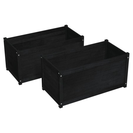vidaXL Pflanzkübel 2 Stk. Schwarz 100x50x50 cm Massivholz Kiefer