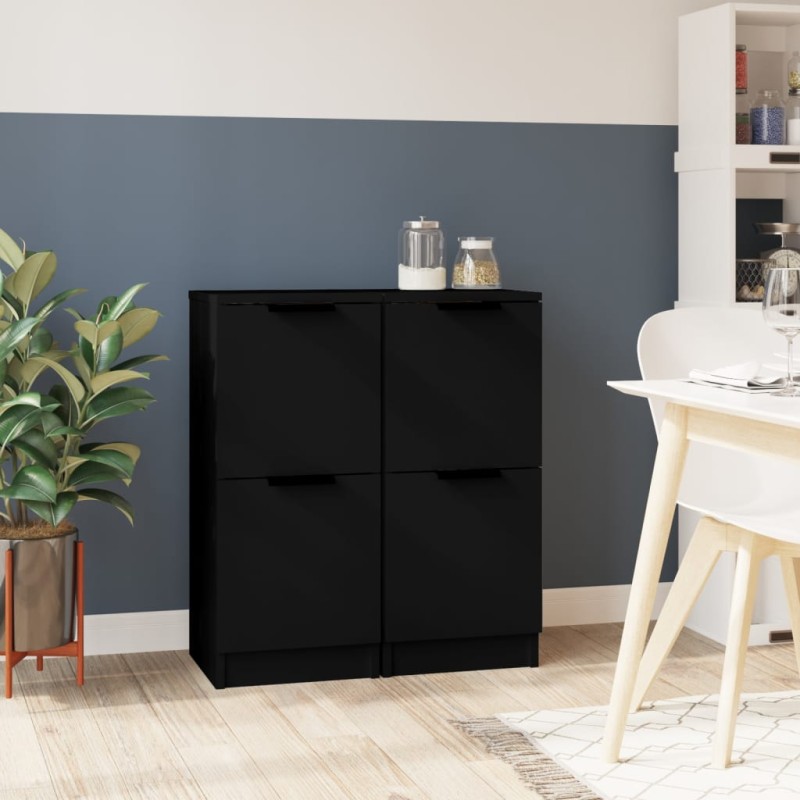 vidaXL Sideboards 2 Stk. Schwarz 30x30x70 cm Holzwerkstoff vidaXL Sideboards 2 Stk. Schwarz 30x30x70 cm Holzwerkstoff