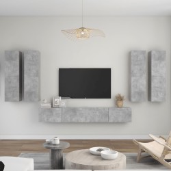 vidaXL 6-tlg. TV-Schrank-Set Betongrau Holzwerkstoff