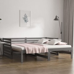 vidaXL Tagesbett Ausziehbar Grau 2x(80x200) cm Massivholz Kiefer
