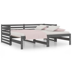 vidaXL Tagesbett Ausziehbar Grau 2x(80x200) cm Massivholz Kiefer
