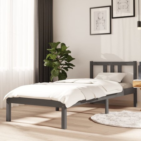 vidaXL Massivholzbett Grau 75x190 cm