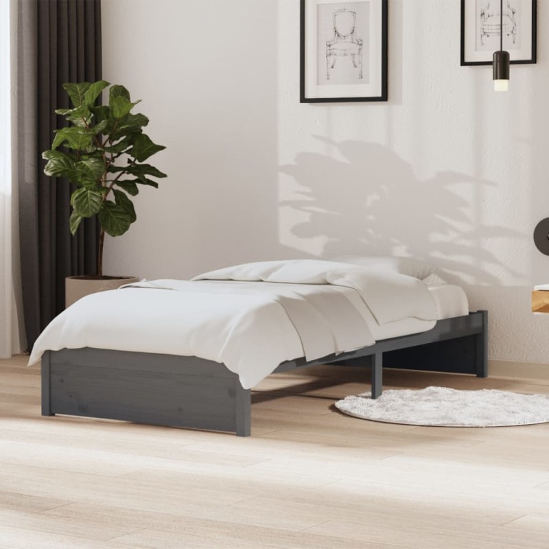 vidaXL Massivholzbett Grau 90x190 cm vidaXL Massivholzbett Grau 90x190 cm