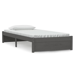 vidaXL Massivholzbett Grau 90x190 cm
