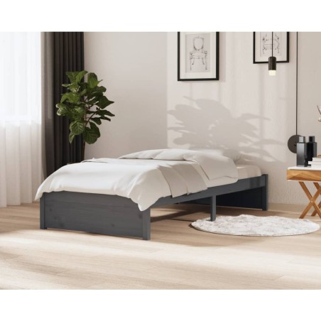 vidaXL Massivholzbett Grau 100x200 cm