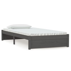 vidaXL Massivholzbett Grau 100x200 cm