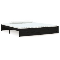 vidaXL Massivholzbett Schwarz 180x200 cm