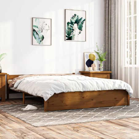 vidaXL Massivholzbett Honigbraun 140x190 cm