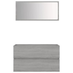 vidaXL 2-tlg. Badmöbel-Set Grau Sonoma Holzwerkstoff