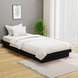 vidaXL Massivholzbett Schwarz 90x200 cm