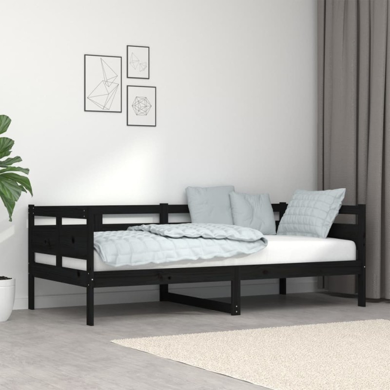vidaXL Tagesbett Schwarz Massivholz Kiefer 90x190 cm vidaXL Tagesbett Schwarz Massivholz Kiefer 90x190 cm