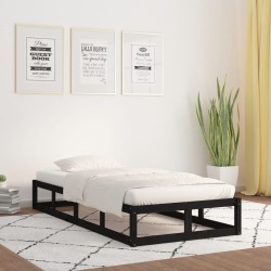 vidaXL Massivholzbett Schwarz 75x190 cm