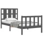 Bettgestell mit Kopfteil Grau 90x190 cm Massivholz Bettgestell mit Kopfteil Grau 90x190 cm Massivholz