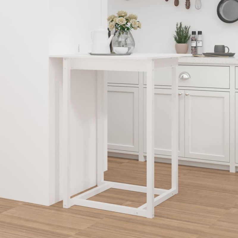 vidaXL Bartisch Weiß 80x80x110 cm Massivholz Kiefer vidaXL Bartisch Weiß 80x80x110 cm Massivholz Kiefer