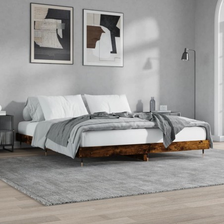 vidaXL Bettgestell Räuchereiche 200x200 cm Holzwerkstoff