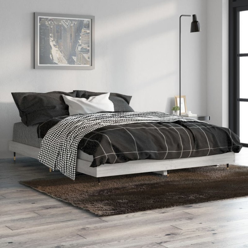 vidaXL Bettgestell Grau Sonoma 140x190 cm Holzwerkstoff vidaXL Bettgestell Grau Sonoma 140x190 cm Holzwerkstoff
