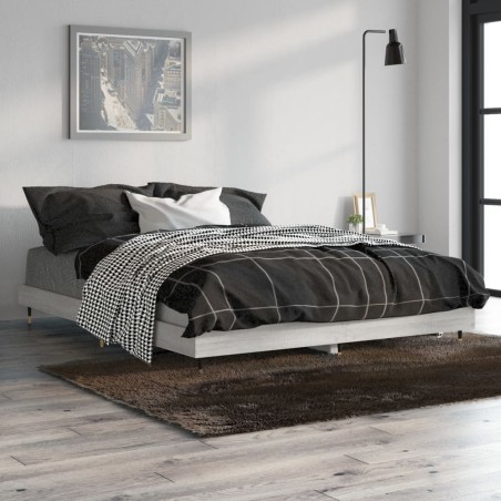 vidaXL Bettgestell Grau Sonoma 140x190 cm Holzwerkstoff