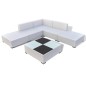 vidaXL 6-tlg. Garten-Lounge-Set mit Kissen Poly Rattan Weiß vidaXL 6-tlg. Garten-Lounge-Set mit Kissen Poly Rattan Weiß