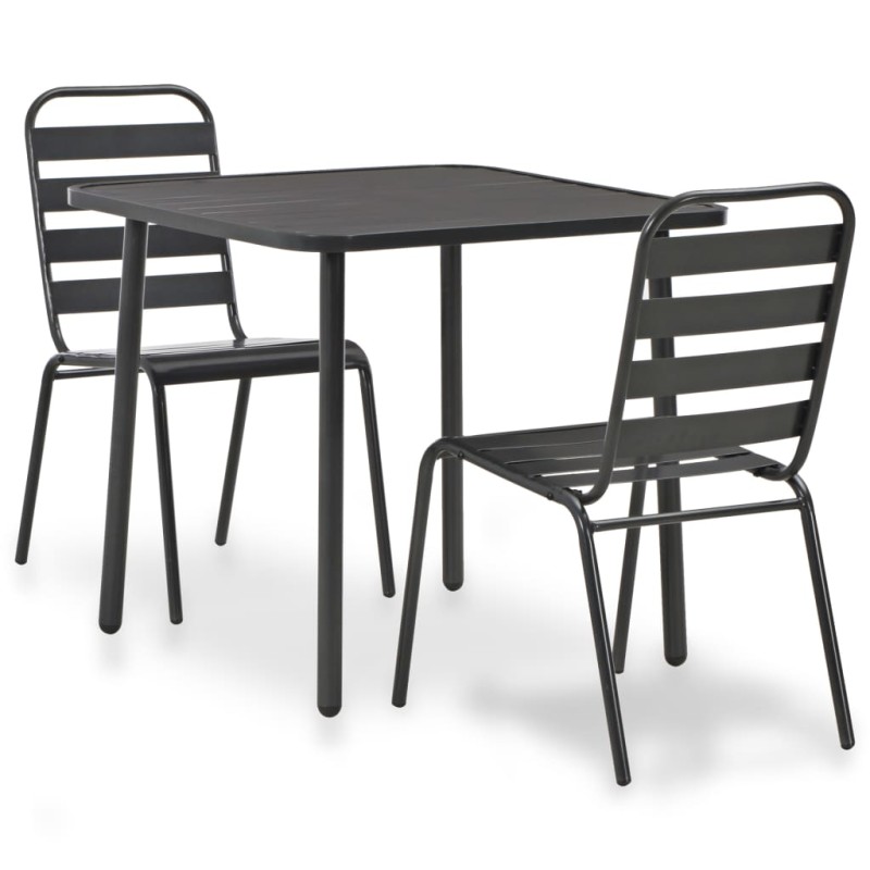 vidaXL 3-tlg. Bistro-Set Stahl Dunkelgrau vidaXL 3-tlg. Bistro-Set Stahl Dunkelgrau