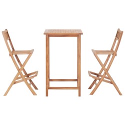 vidaXL 3-tlg. Bar-Set Teak Massivholz