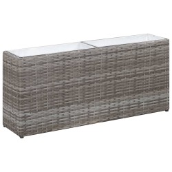 Garten-Hochbeet mit 2 Töpfen 90 x 20 x 40 cm Poly Rattan Grau