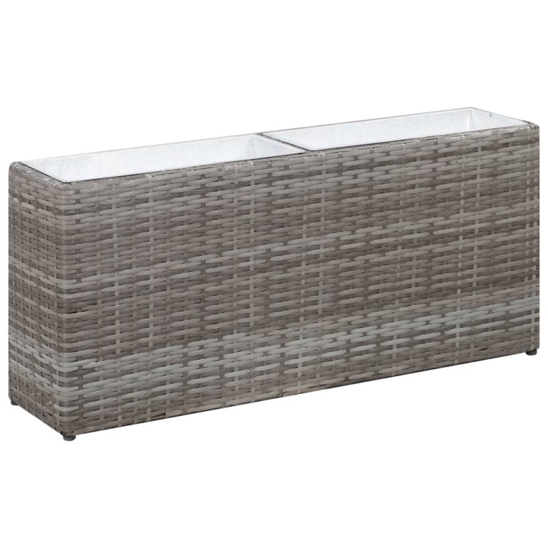 Garten-Hochbeet mit 2 Töpfen 90 x 20 x 40 cm Poly Rattan Grau Garten-Hochbeet mit 2 Töpfen 90 x 20 x 40 cm Poly Rattan Grau