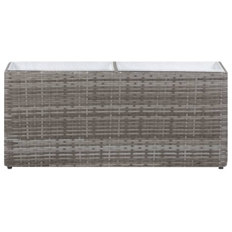 Garten-Hochbeet mit 2 Töpfen 90 x 20 x 40 cm Poly Rattan Grau