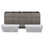 Garten-Hochbeet mit 2 Töpfen 90 x 20 x 40 cm Poly Rattan Grau Garten-Hochbeet mit 2 Töpfen 90 x 20 x 40 cm Poly Rattan Grau