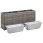 Garten-Hochbeet mit 2 Töpfen 90 x 20 x 40 cm Poly Rattan Grau Garten-Hochbeet mit 2 Töpfen 90 x 20 x 40 cm Poly Rattan Grau