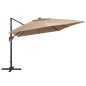 vidaXL Ampelschirm mit LED-Leuchten und Aluminium-Mast 400x300cm Taupe