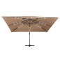 vidaXL Ampelschirm mit LED-Leuchten und Aluminium-Mast 400x300cm Taupe