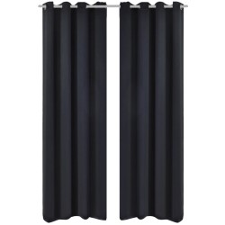 Verdunkelungs-Vorhänge mit Metallringen 135 x 245 cm Schwarz blackout