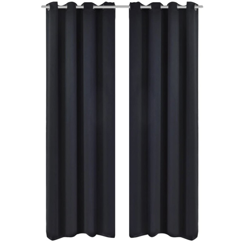 Verdunkelungs-Vorhänge mit Metallringen 135 x 245 cm Schwarz blackout Verdunkelungs-Vorhänge mit Metallringen 135 x 245 cm Schwarz blackout