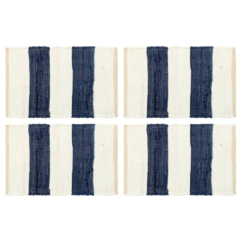 vidaXL Tischsets 4 Stk. Chindi Gestreift Blau und Weiß 30 x 45 cm vidaXL Tischsets 4 Stk. Chindi Gestreift Blau und Weiß 30 x 45 cm