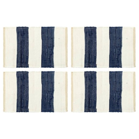 vidaXL Tischsets 4 Stk. Chindi Gestreift Blau und Weiß 30 x 45 cm