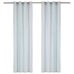 vidaXL Vorhänge mit Metallösen 2 Stk Baumwolle 140x225cm Blau Streifen
