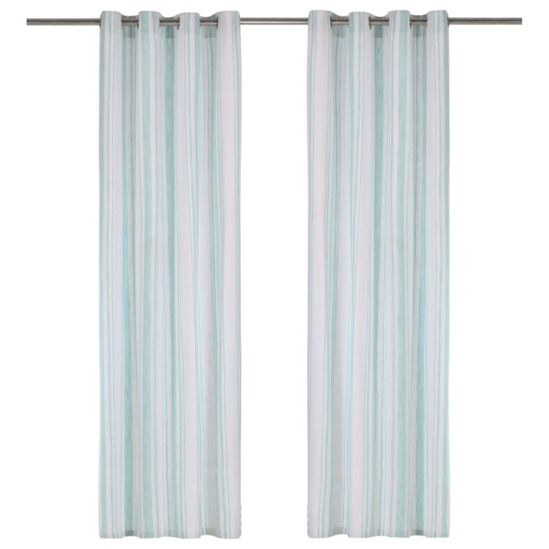 vidaXL Vorhänge mit Metallösen 2 Stk Baumwolle 140x225cm Blau Streifen vidaXL Vorhänge mit Metallösen 2 Stk Baumwolle 140x225cm Blau Streifen
