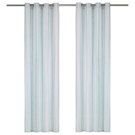 vidaXL Vorhänge mit Metallösen 2 Stk Baumwolle 140x225cm Blau Streifen