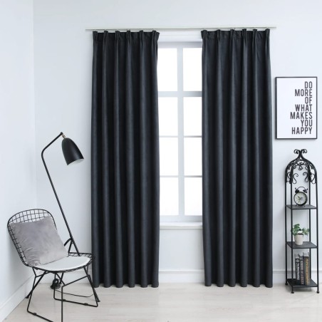 vidaXL Verdunkelungsvorhänge mit Haken 2 Stk. Anthrazit 140x175 cm
