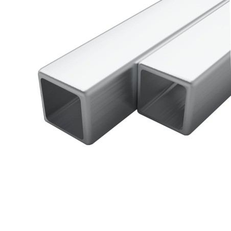 vidaXL Edelstahlrohre 2 Stk. Quadrat Kastenprofil V2A 2m 25x25x1,9mm