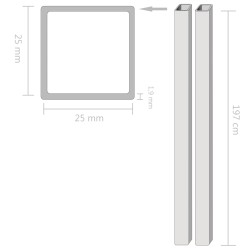 vidaXL Edelstahlrohre 2 Stk. Quadrat Kastenprofil V2A 2m 25x25x1,9mm