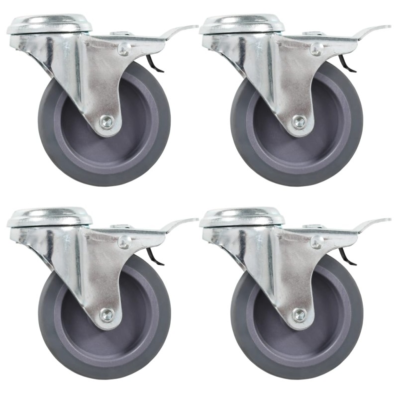 vidaXL Lenkrollen mit Bolzenloch und Doppelbremsen 4 Stk. 75 mm vidaXL Lenkrollen mit Bolzenloch und Doppelbremsen 4 Stk. 75 mm