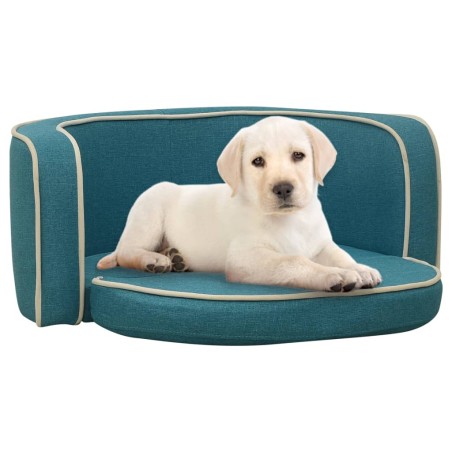 vidaXL Hundesofa Klappbar Türkis 76x71x30 cm Leinen Waschbares Kissen