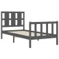 Bettgestell mit Kopfteil Grau 90x190 cm Massivholz Bettgestell mit Kopfteil Grau 90x190 cm Massivholz
