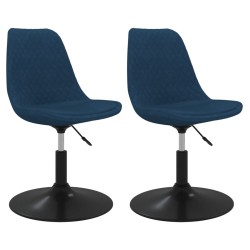 Esszimmerstühle 2 Stk. Drehbar Blau Samt