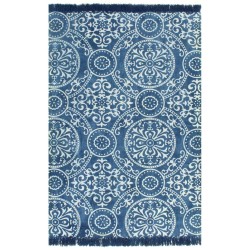 vidaXL Kelim-Teppich Baumwolle 160x230 cm mit Muster Blau