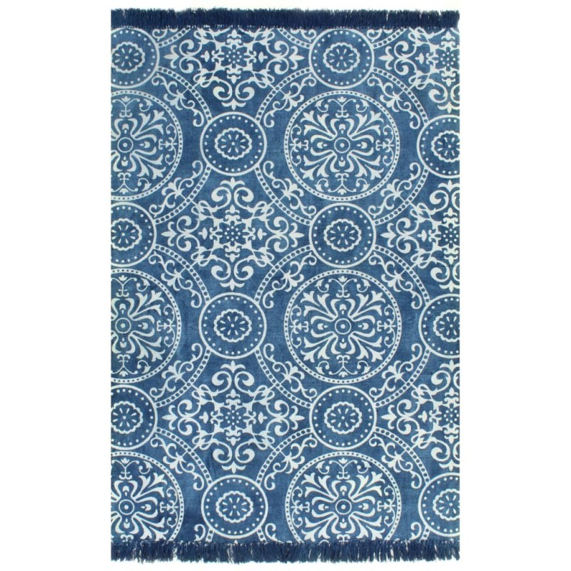 vidaXL Kelim-Teppich Baumwolle 160x230 cm mit Muster Blau vidaXL Kelim-Teppich Baumwolle 160x230 cm mit Muster Blau
